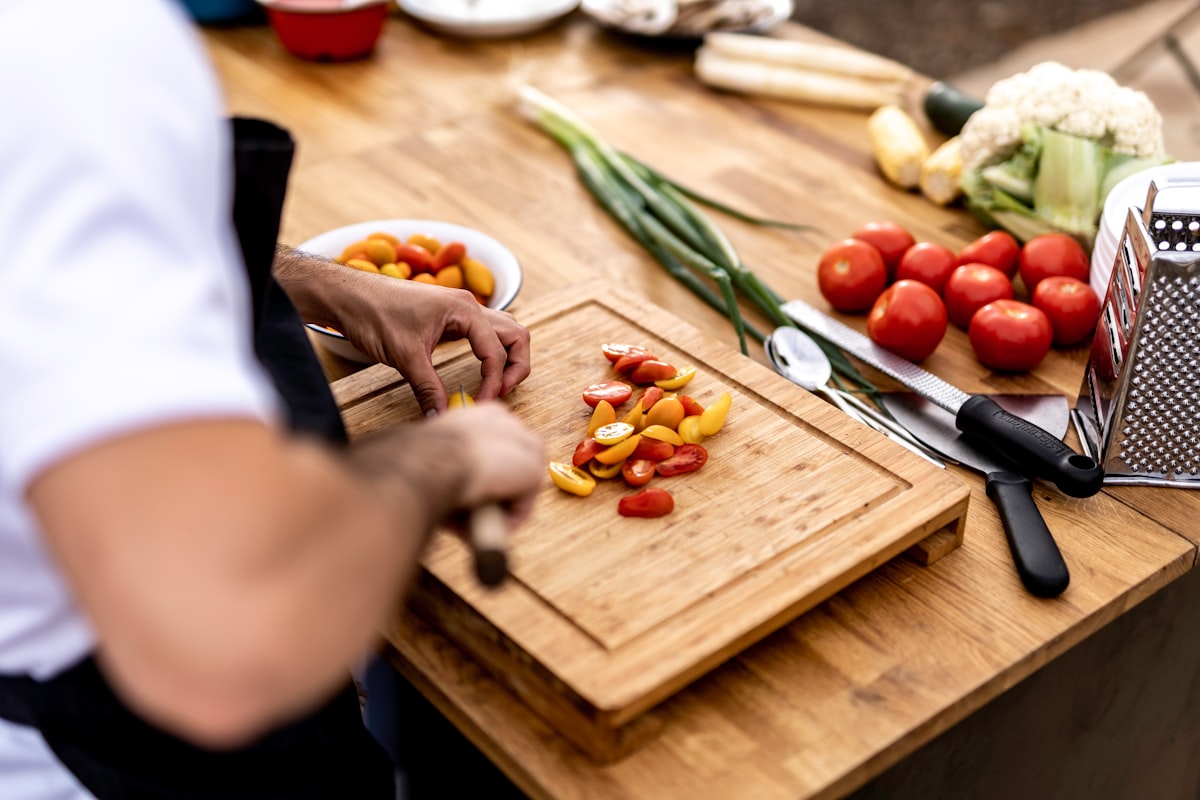 Fresh vegetables and cooking preparation